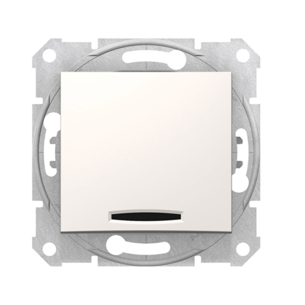 Вимикач одноклавішний, з підсвічуванням, Schneider Electric Sedna, слонова кістка, SDN1400123 - 1