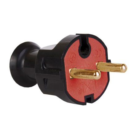 Вилка штепсельная LXL 126BLP, пряма, 16А, чорна - 1