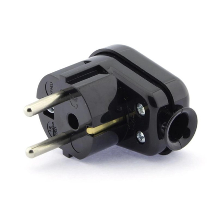 Вилка Timex угловая 16А черная, WT-16U CZ - 1