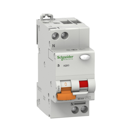 Дифференциальный автоматический выключатель Schneider Electric АД 63 2Р, 25А, 30мА, 11474 - 1