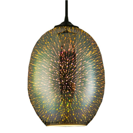 Підвіс скло 3D ефект HOROZ Electric QUANTUM, Е27, хром, овальний, 021-006-0002-010 - 1