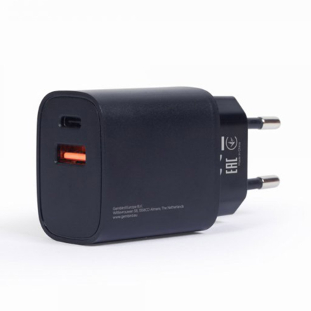 Зарядное устройство сетевое Gembird TA-UQC3-03, USB-A + 1 Type-C (PD 18 Вт + QC3.0 18 Вт)