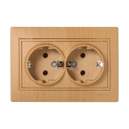 Розетка Lezard MIRA подвійна, із заземленням, Дуб класичний матовий, 701-5151-127В