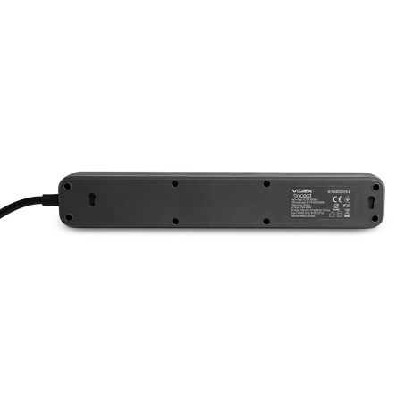 Удлинитель сетевой 4 гнезда 3м (3x1.5мм) 3.4А USB(QC3.0) +USB-C(PD18W) черный, VIDEX ONCORD, VF-PD43G1QC1PD-B