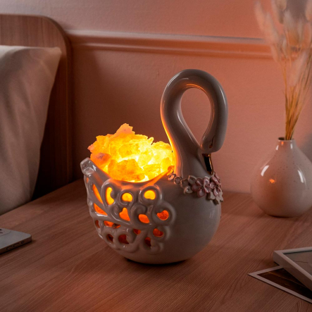 Светильник соляной Лебедь фарфоровый