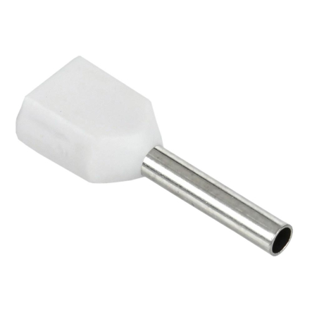 Наконечник-гільза НГИ2 0,75-10 с изолированным фланцем, ІEK, UTE10-4-D2-1-100, белый (20шт,) - 1