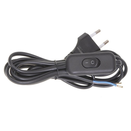 Шнур УШ-1К В вилка +выкл. 2х0,75 2м.чёрный IEK - 1