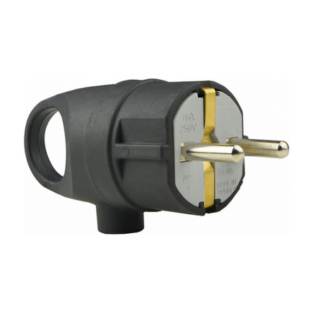 Вилка каучукова АСКО-УКРЕМ кутова з кільцем 2P+PE, 16А, A0250010016 - 1