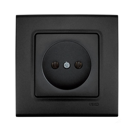 Розетка одинарна без заземлення, VIKO LINNERA Life, 90404007, чорна ніч - 1