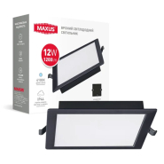 Світильник LED вбудований MAXUS 1-RDL-1241-IPS-BL, RDL, 12W, 4100K, 1200 Lm, IP44, 140 мм, чорний