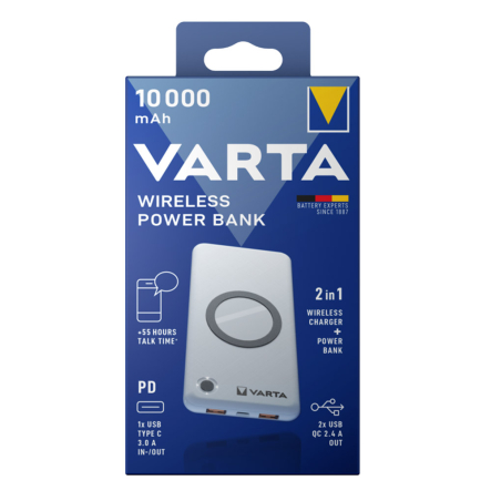 Повербанк (УМБ) VARTA WIRELESS 10000mAh USB Type A, USB Type C, 157,5 х77, 5х15 мм - 1
