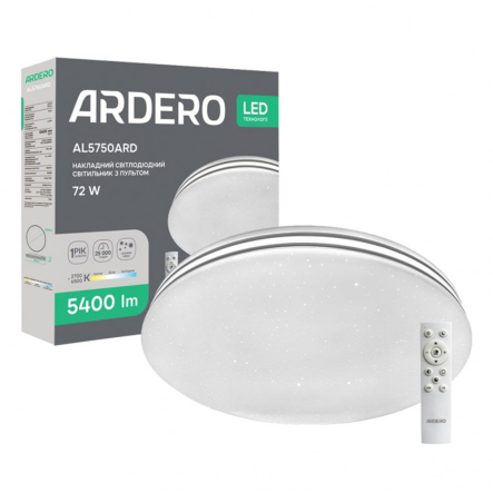 Світильник LED Ardero AL5750ARD 72W, 5400Lm, 2700K-6500K, коло, 480х75мм, SILVER - 1