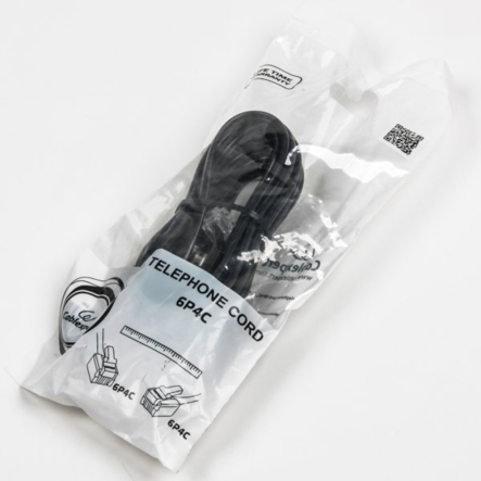 Телефонный кабель Cablexpert TC6P4C-2M-BK, 6P4C, 2 м