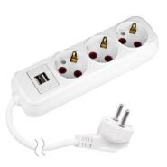 Удлинитель с заземлением Horoz Electric 3/3 м + USB (3*1) 16A, 250V, 200-303-305