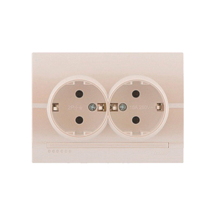 Розетка Lezard DERIY подвійна, із заземленням, перлинно-білий металік, 702-3030-127 - 1