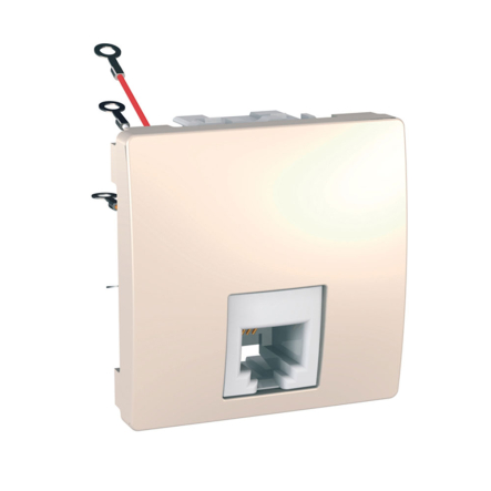 Розетка телефонная RJ11 4контакта 2-х модульная слоновая кость Schneider Electric Uniсa MGU3.492.25 - 1
