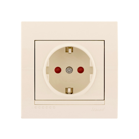 Розетка Lezard DERIY із захистом від дітей, крем, 702-0303-124 - 1