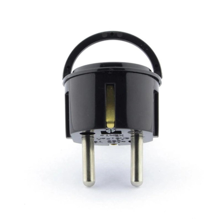 Вилка Timex угловая плоская 16А черная, WT-16UP CZ