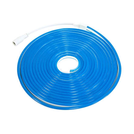 Лента силиконовая 5м, LED NEON 12V-220V, SMD 2835, IP65, синяя, 12В, (есть адаптер 220В)