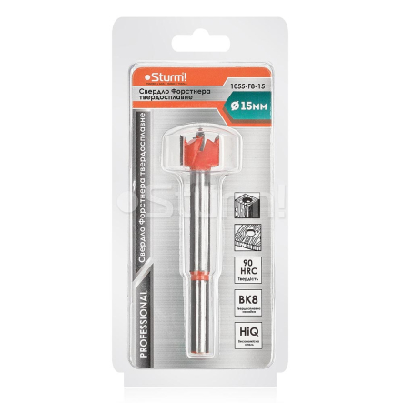 Сверло Форстнера твердосплавное 15мм STURM 1055-F8-15