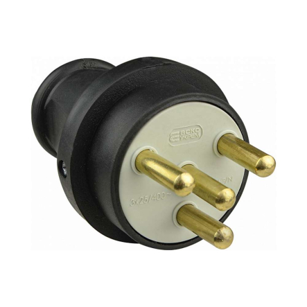 Вилка каучукова АСКОУКРЕМ, 3Р+РЕ/N, 400 В, 25 А, IP44, A0250010003 - 1