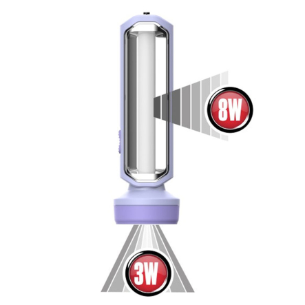 Фонарь акумуляторный ручной HOROZ WEAH LED 3W+8W 150+230Lm, 220-240V, IP20, 68х217мм, белый