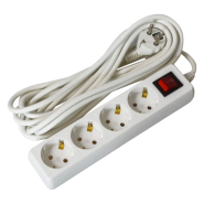 Удлинитель с выключателем UEC 4 гнезда 5м 2P+PE 3*1мм 16A П04В, WYP10-16-04-05-GS-N-U