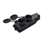 Розетка каучукова VIOLUX 930650, 16 А, 240 В, 2P+PE, 3,5 кВт, IP44, з кришкою, подвійна