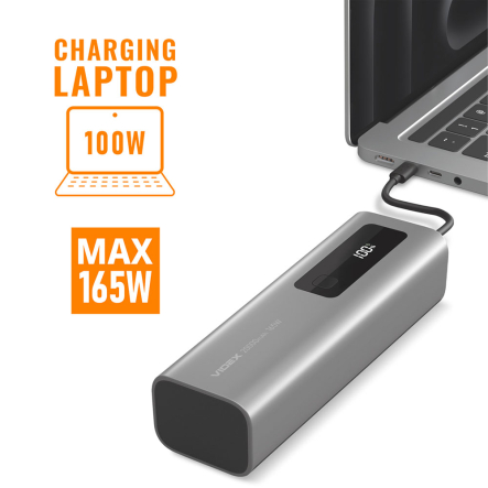 Повербанк (УМБ) 20000mAh VIDEX VPB-366, 165W, PD100W + Display