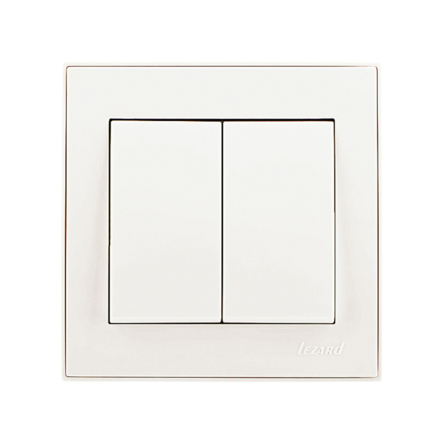 Выключатель Lezard RAIN двухклавишный, жемчужно-белый перламутр, 703-3088-101 - 1