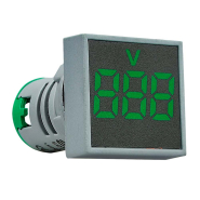 Вольтметр квадратный АСКО-УКРЕМ ED16-22FVD, A0190010034, 30-500В АС, зелёный, врезной монтаж