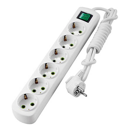 Подовжувач Lezard Letitia 6 гнізд 2м із заземленням, з кнопкою,721-0602-602 - 1