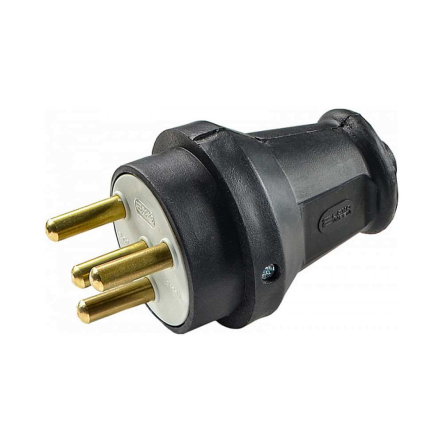 Вилка каучуковая АСКО, 3Р+РЕ, 400 В, 25 А, IP44, A0250010003