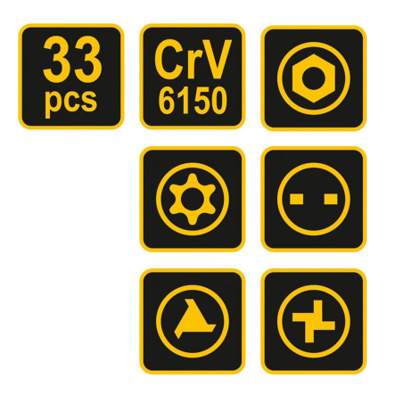 Набор бит CrV з квадр. 1/4" VOREL 33 шт, 66330