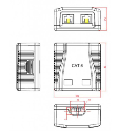 Розетка на 2 порта Cablexpert NCAC-2U6-01, RJ-45, 6 cat, внешняя