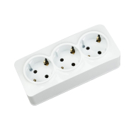 Розетка 3-я накладная с заземлением HOROZ POWER MAX-3E, 16А, 250V, IP20, белая, 104-008-0002-010