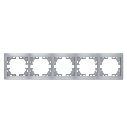 Рамка Lezard MIRA пятиместная, горизонтальная, металл серый, без вставки, 701-1000-150 - 1