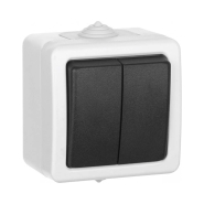 Вимикач накладний 2-клавішний, IP54, білий, Титан, 88620