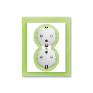 Розетка двойная с заземлением белый/зеленый лед Neo