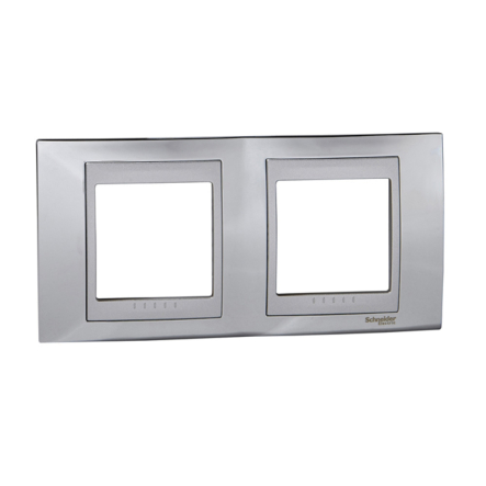 Рамка 2-местная хром блестящий/алюминий Schneider Electric Uniсa TOP, MGU66.004.010 - 1