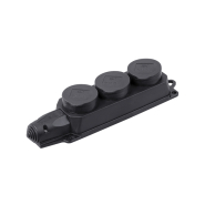 Розетка (колодка) 3-местная РБ33-1-0м с защитными крышками IP44 ОМЕГА IEK