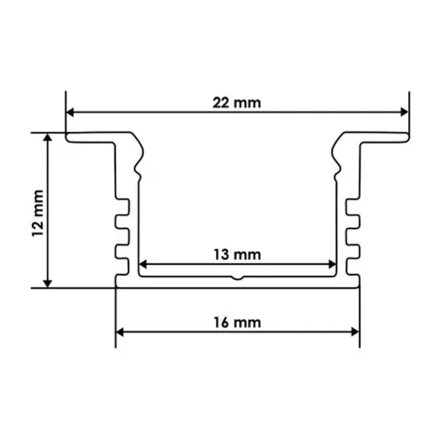 Профиль алюминиевый врезной BIOM ЛПВ12, 12х16, анодированный, 2м + рассеиватель