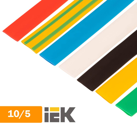 Трубка термоусадочная ТТУ 10/5 зелёная IEK, UDRS-D10-100-K06 - 1
