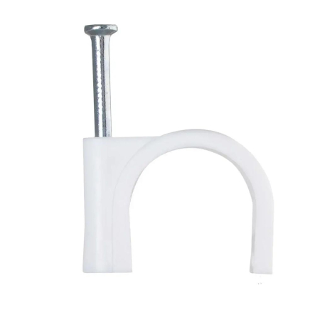 Скоба (клипса) кабельная TAKEL, 502302, круглая R-5, белая (100 шт) - 1