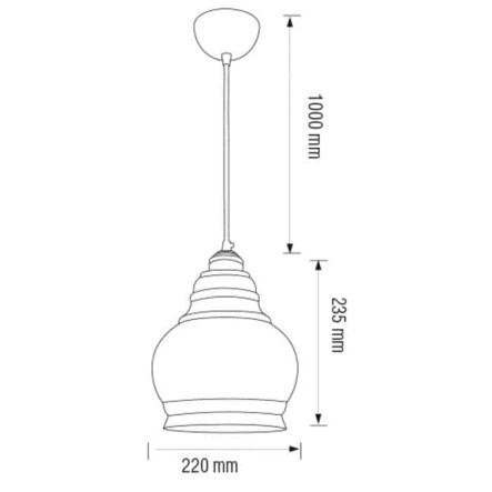 Подвес стекло HOROZ Electric RONDO, E27, 250V, 1,2м, титановый, 021-018-0001-010