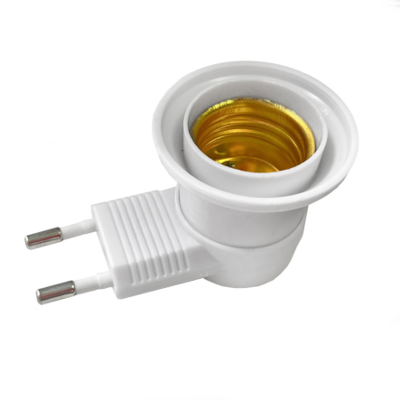 Патрон Е27 с вилкой и кнопкой г-образный LEMANSO LM2501, белый, стандарт