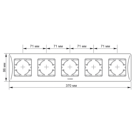 Рамка VIDEX BINERA, чорний графіт, 5 постів, горизонтальна, VF-BNFR5H-BG - 2