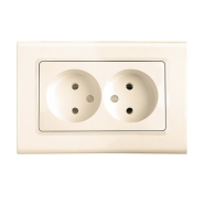 Розетка подвійна без заземлення VIKO LINNERA, 90401055, крем