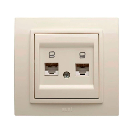 Розетка компютерная подвійна EL-BI Zena, крем, 500-010300-230 - 1