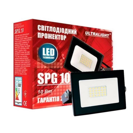 Прожектор LED ULTRALIGHT SPG Slim 10W 6400K IP65 чорный 